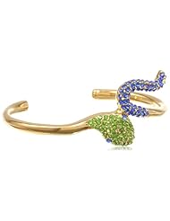 KARA by Kara Ross Crystal Snake, Gold with Green and Blue Crystals Cuff Bracelet, 2"