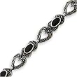 Sterling Silver Marcasite And Onyx Bracelet - 7.5 Inch