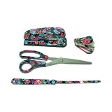 FloralDeskSetwithStapler,StapleRemover,LetterOpener,Scissors-BlackwithFlowers