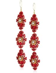 Miguel Ases Rubellite Bead and 14k Gold Filled Linear Earrings