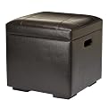 Faux Leather Storage Ottoman