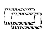 A Set of 2 Automotive License Plate Frame Metal - Zebra Black and White