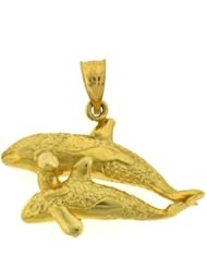 Dazzlers Solid 14 karats gold Double Whale Charm Pendant Available in three colors from jewelsberry (weights: 4.1 grams only)