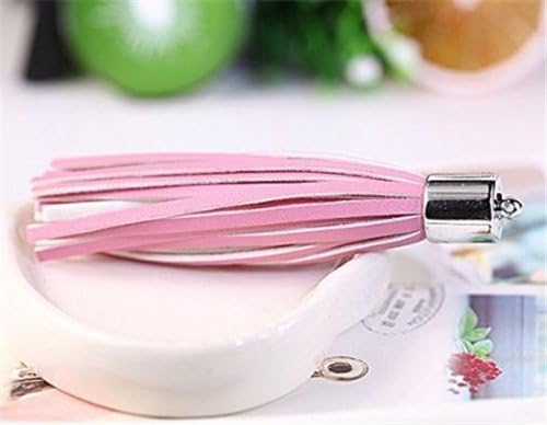 5*1pc Creative Leather Tassel Pendant Car Key Chain/mobile Phone Shell (Light pink)