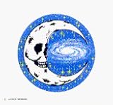 Small Crescent Moon on Blue by Jerry Jaspar - Small Sticker / Decal