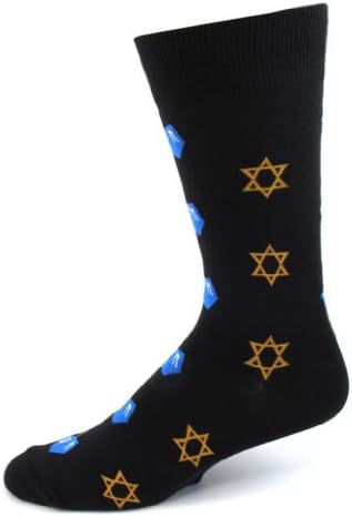 Absolute Stores Mens Star of David & Dreidel Socks-Black