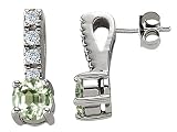 2.25 cts 14K White Gold Plated 925 Sterling Silver Genuine Green Amethyst Earrings