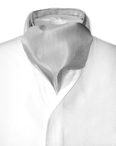 Antonio Ricci ASCOT Solid SILVER GREY Ribbed Pattern Color Cravat Men's Neck Tie