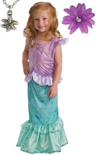 Mermaid Costume with Hair Bow and Wondercharms Necklace - size LARGE (5-7)