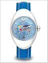 Franchi Menotti Men's Blue Leather Strap Dual Time Zone watch white Mother of Pearl Dial
