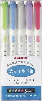 ゼブラ マイルドライナー 渋いマイルド 5色セット WKT7-5C-NC
