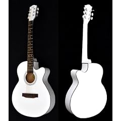 Design Akustik Gitarre "Western Style" in Wei� mit Palisander Rosenholz Griffbrett + Ersatzsaiten