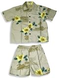 Coconut Pier - Boys 2-Piece Cabana Set, Lt. Grey, Yellow, Blue