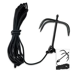 Black Ninja Folding Grappling Hook W/ 33 Foot Rope