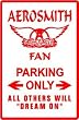 AEROSMITH FAN PARKING music rock band sign
