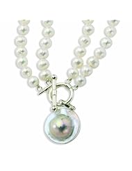 Sterling Silver 2-strand 8-8.5mm FW Cultured Pearl/Pearl Disc Necklace