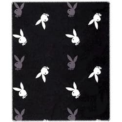 Playboy Bunny Head Logo Black & Grey Fleece Throw 0102 - 50"x60"