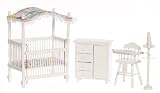 White & Pink Nursery Set/4 Miniature Dollhouse Furniture 1
