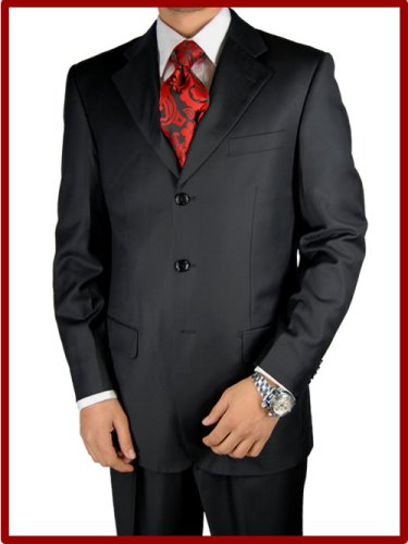 2009 New Arrival Men Suits ~~ Italian 100% Merino Wool Suits in Super 140's Quality ~~ Hand Tailored DK Black ~~ Comfortable Suits for everyday use