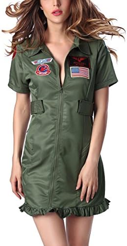 Dream Darling Women's Top Gun Petemitchell Maverick Policewoman Uniforms Costume (X-Large, Army Green)