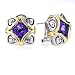 Sterling Silver Gold Square/Heart Amethyst Earrings