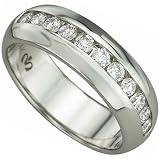 0.75 Ct. T.W. Round Brilliant Cut Diamonds, 14Kt. White Gold. Men's Diamond Band