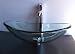 5/8" Thick Natural Clear Boat Shape Glass Vessel Sink and Chrome Finish Vessel Sink faucet