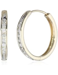 10k Gold Channel-Set Diamond Hoop Earrings (1/4 cttw, H-I Color, I2-I3 Clarity)