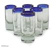 Tequila glasses, cobalt blue rim (set of 6)