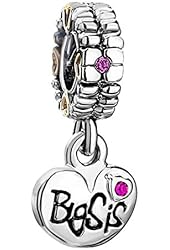 Sister Charm Vintage Flower Heart Butterfly Dangle Bead For Pandora Bracelet