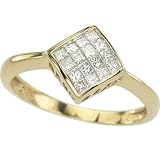 14K Yellow Gold Invisible Set Princess Cut Diamond Ring