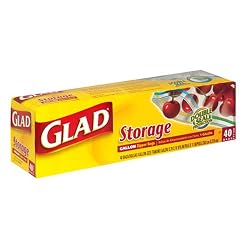 Glad Zipper Gallon Bags, 40-Count Packages (Pack of 9)