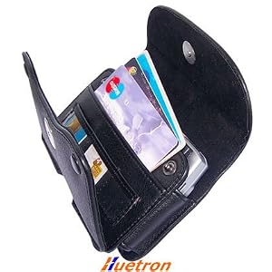 Horizontal Leather Wallet Case with Belt Loop and Clip / Black for Apple Iphone Itouch Iphone 3g,3g S/ Touch(1,2,3) / Samsung I607 Blackjack I617 Blackjack Ii I325 Ace A827 M800 Instinct / Blackberry 8300 8830 8800 Bold 9000 Storm 9500 9530 / Motorola Q9m Q9c Q Q9h / Htc Touch Hd Excalibur Dash S620 Cover