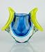 Bright Yellow & Blue Beautiful Handblown Art Vase X293