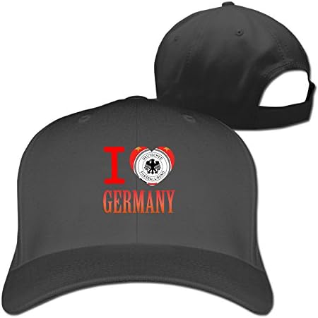 Unisex I Love Germany Football Adjustable Snapback Baseball Caps 100%cotton Black One Size