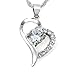 SJS Collection Forever in My Heart Sterling Silver Pendant Necklace w/ 9 AAA Cubic Zirconia Diamonds. 18