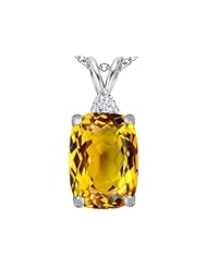 Original Star K (tm) Large 14x10mm Cushion Cut Simulated Citrine Pendant in 925 Sterling Silver