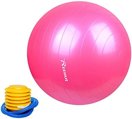 Reehut Yoga Gym Exercise Ball Explosion Proof for Flexibility and Stability Exercise Physical Fitness Weight Loss Indoor Traning Necessary Pink 85cm