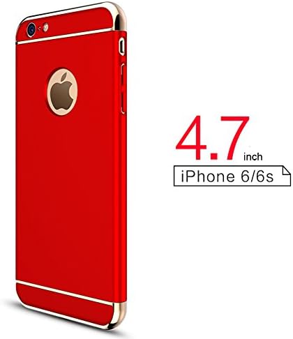 Qiwooode iPhone 6 Case 3 in 1 Anti-Scratch Anti-fingerprint Shockproof Electroplate Frame with Non Slip Coated Surface Excellent Grip Case for iPhone 6 / iPhone 6S 4.7 Inch (Red)
