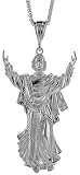 Sterling Silver 3 1/2 (88 mm) Diamond Cut Jesus Pendant