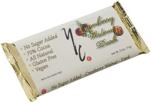 YC Chocolate (70% Cocoa) Cranberry Walnut Dark, 2.5-Ounce Bars (Pack of 8)