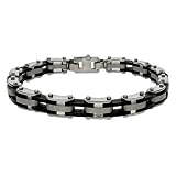 Eve's Addiction Mens Stainless Steel & Rubber Gatelink Bracelet