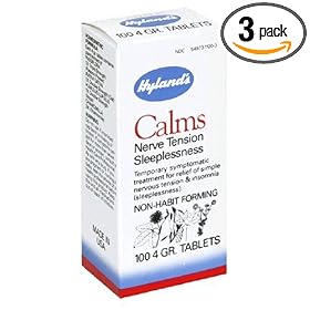 Hyland's Calms Nerve Tension Sleeplessness, 100 - 4 gr. Tablets (Pack of 3)