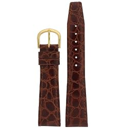 Watch Band Brown Crocodile Grain Padded Mens Strap 20 millimeter