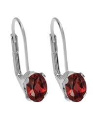 1.80 Ct Oval 7X5mm Genuine Natural Red Garnet Leverback Earrings