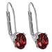 1.80 Ct Oval 7X5mm Genuine Red Garnet Leverback Earrings