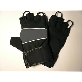 NEW GREY & BLACK AMARA GYM / WEIGHT LIFTING TRAINING GLOVES WITH WRIST SUPPORT *MEDIUM* M