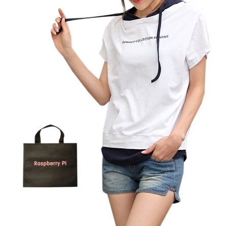 (ラズベリーパイ)RaspberryPi レディース ライト パーカー 半袖 スウェット オリジナルエコバッグセット tp313