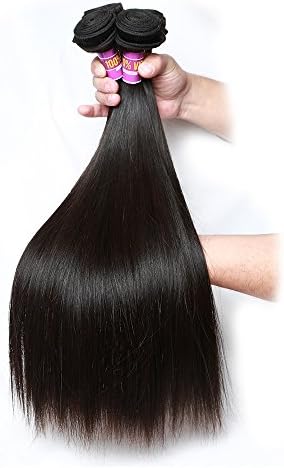 Emei Hair 6a Brazilian Straight Hair 3 Bundles Mixed of 18inch 20inch 22inch Natural Black Color Virgin Brazilian Straight Weave Human Hair Extensions (18 20 22)