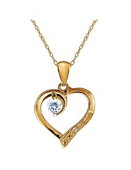 Sky Blue Aquamarine and White Topaz 18k Yellow Gold Heart Pendant with Chain